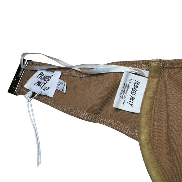 Princess Polly Earth Club Twist Strap Top Sz 4 | Brown Ribbed Halter NWT - Picture 8 of 9